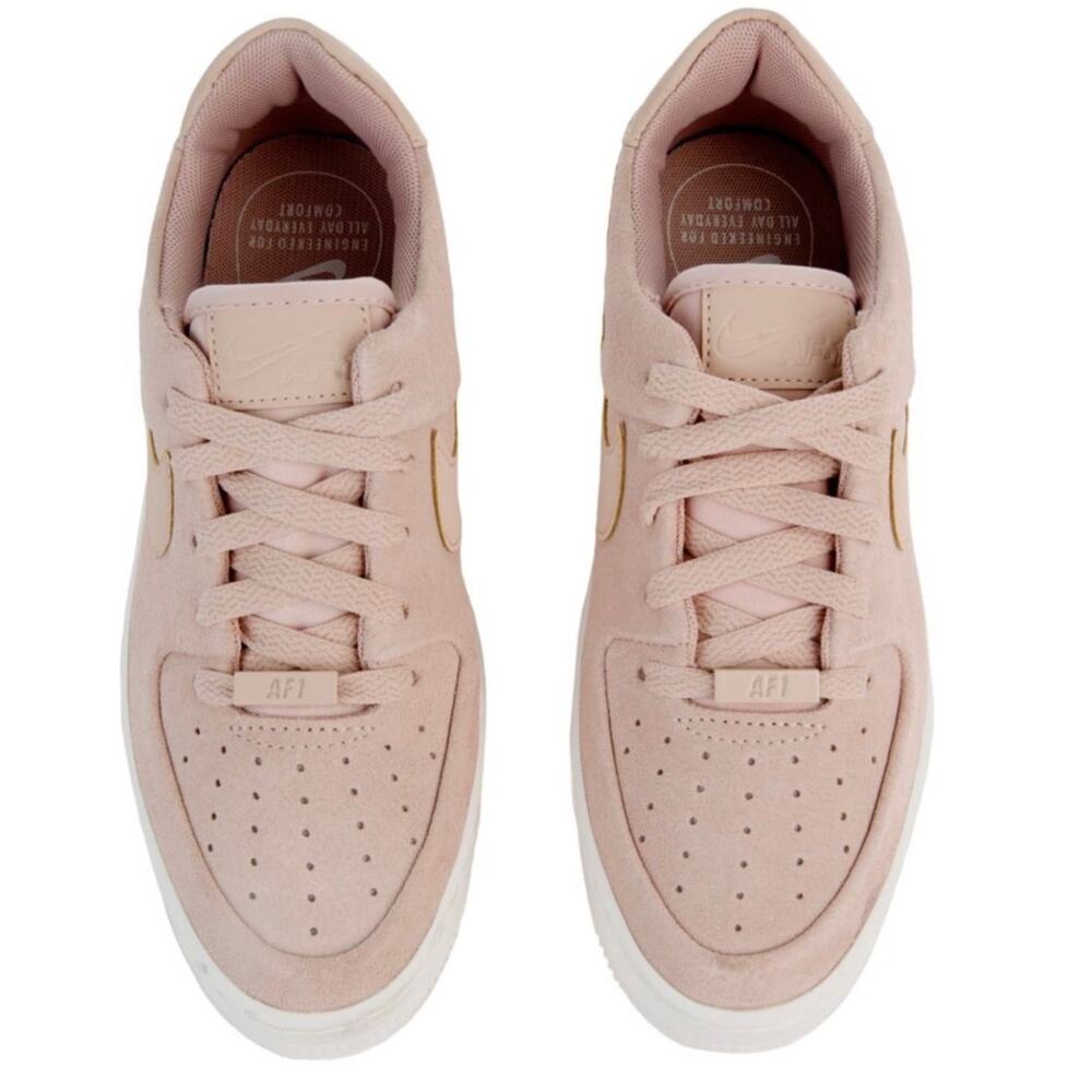 Nike Air Force 1 Sage Low Suede Pink Platform Sneakers Size 8 - Picture 2 of 9